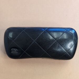 CHANEL Black Quilted Glasses Case